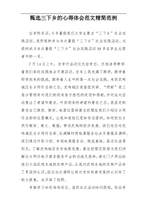 甄选三下乡的心得体会范文精简范例