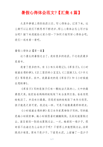 暑假心得体会范文-【汇集4篇】