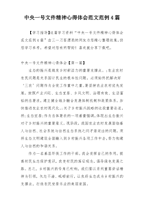 中央一号文件精神心得体会范文范例4篇