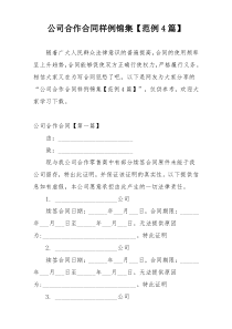 公司合作合同样例锦集【范例4篇】