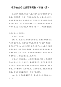 领导安全会议讲话稿范例（精编3篇）