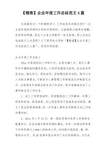 【精推】企业年度工作总结范文4篇