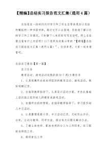 【精编】总结实习报告范文汇集（通用4篇）