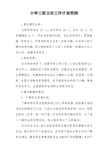 小学三班主任工作计划范例