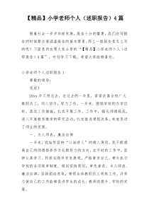 【精品】小学老师个人（述职报告）4篇