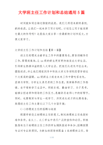大学班主任工作计划和总结通用5篇