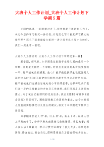 大班个人工作计划_大班个人工作计划下学期5篇