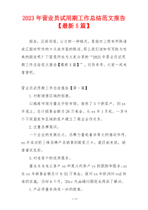 2023年营业员试用期工作总结范文报告【最新5篇】