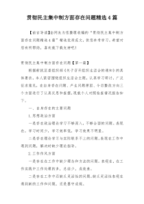 贯彻民主集中制方面存在问题精选4篇