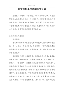 公交司机工作总结范文3篇