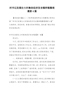 村书记发展壮大村集体经济发言稿样稿整理最新4篇