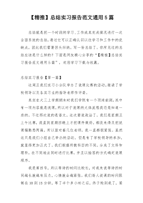 【精推】总结实习报告范文通用5篇