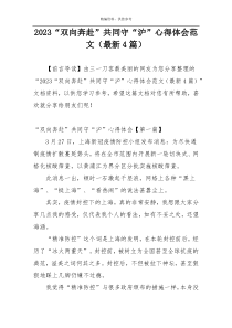 2023“双向奔赴”共同守“沪”心得体会范文（最新4篇）
