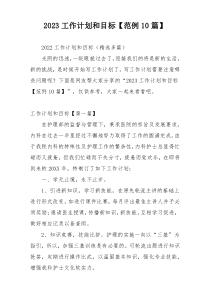 2023工作计划和目标【范例10篇】