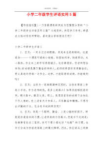 小学二年级学生评语实用5篇