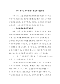 2023年在上半年统计工作总结汇报材料