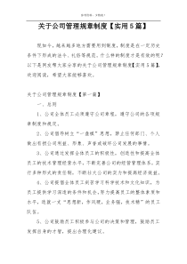 关于公司管理规章制度【实用5篇】