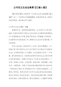 公司民主生活会集聚【汇编4篇】