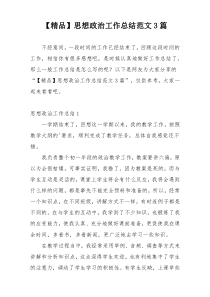 【精品】思想政治工作总结范文3篇