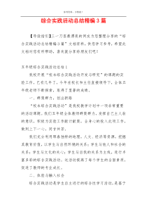 综合实践活动总结精编3篇