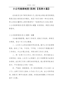 小公司规章制度(范例)【范例8篇】