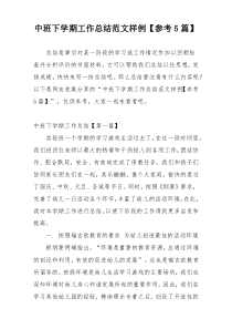 中班下学期工作总结范文样例【参考5篇】
