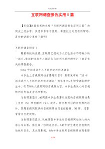 互联网调查报告实用5篇