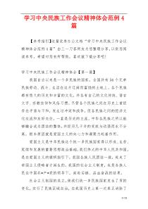 学习中央民族工作会议精神体会范例4篇