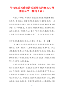 学习促进民营经济发展壮大的意见心得体会范文（精选4篇）