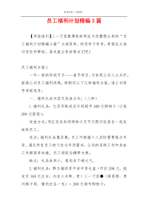 员工福利计划精编3篇