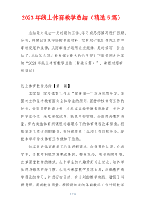 2023年线上体育教学总结（精选5篇）