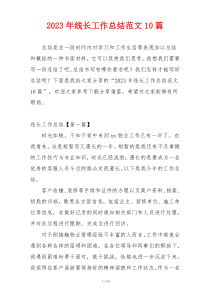 2023年线长工作总结范文10篇