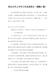 供水公司上半年工作总结范文（精编5篇）