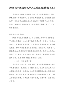 2023关于医院司机个人总结范例（精编3篇）