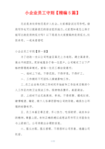 小企业员工守则【精编5篇】