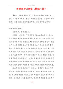 市委领导讲话稿（精编4篇）