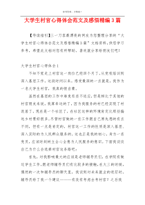 大学生村官心得体会范文及感悟精编3篇