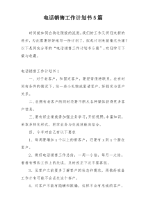 电话销售工作计划书5篇