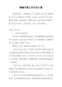 精编开展工作计划3篇