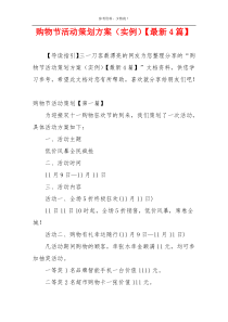 购物节活动策划方案（实例）【最新4篇】