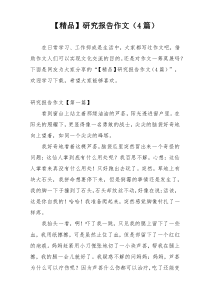 【精品】研究报告作文（4篇）