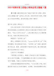 2023年国外育儿经验心得体会范文精编3篇