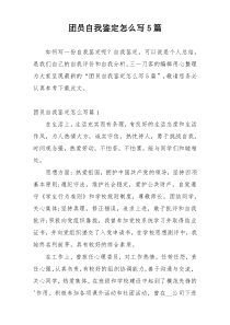团员自我鉴定怎么写5篇