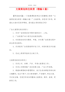 文案策划岗位职责（精编5篇）