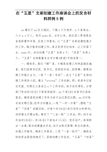 在“五星”支部创建工作座谈会上的发言材料样例5例