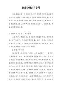 业务助理实习总结