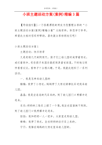 小班主题活动方案(案例)精编3篇