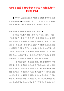 纪检干部教育整顿专题研讨发言稿样稿集合【范例4篇】