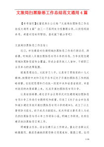 文旅局扫黑除恶工作总结范文通用4篇