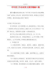 半年度工作总结范文报告精编5篇